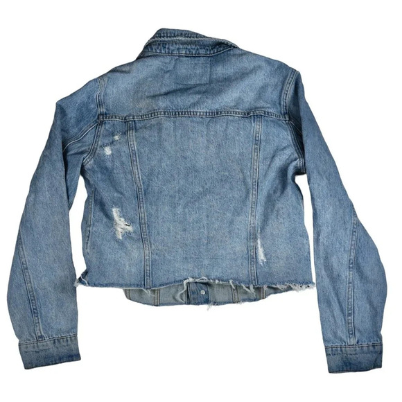 Blank NYC || Denim Jean Jacket Cropped Hem Classic Trucker Size Large - Picture 2 of 14